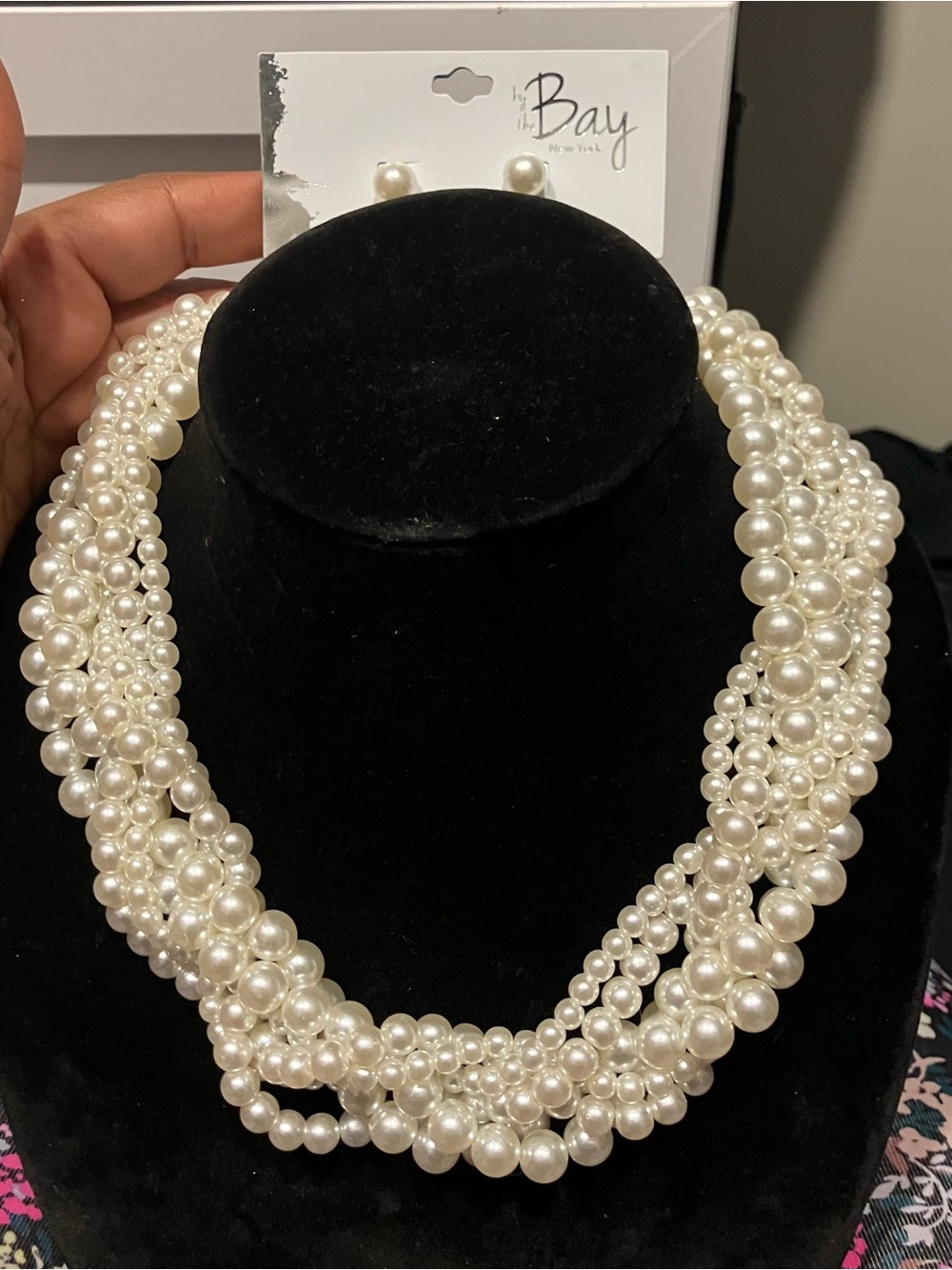 by the way. Multi-Strand Pearl Statement Necklace in White